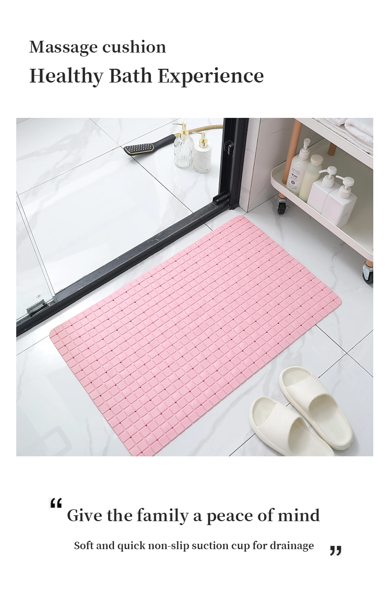 Cool Gray Color TPE TPR PVC Material Soft Anti Slip Shower Mat Safety Non-Slip Bathmat Bathtub Mat