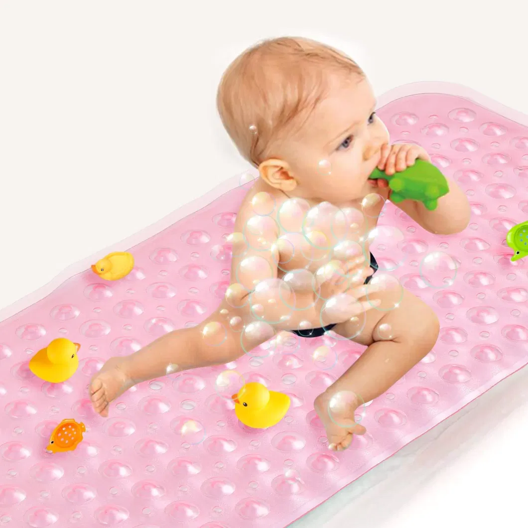 Extra Long PVC Non Slip Baby Bath Bathtub Mat Mat with Suction for Bathroom