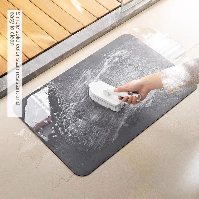 Hallway Mat Super Absorbent Quick Dry Rubber Backed Dirt Resistant Bath Rugs Mats Non Slip Gray Bathroom Rug for Shower Sink Bathtub