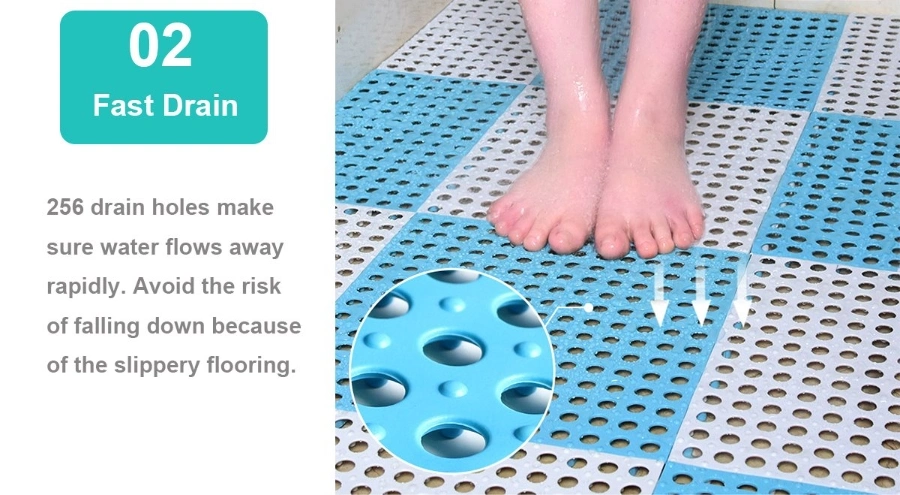 Interlocking Rubber Floor Tiles - Wet Areas Like Pool Shower Locker-Room Bathroom Bath Mat