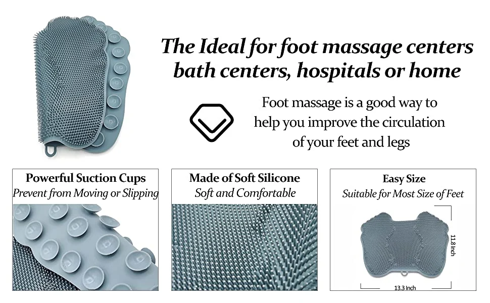 Shower Foot Massage Scraper Anti Slip Bath Rubber Shower Mat