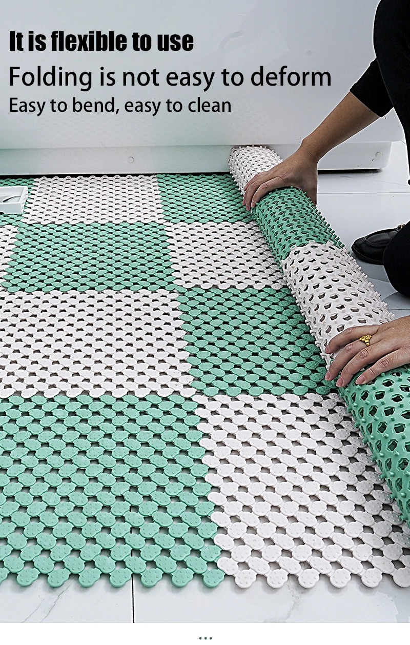 Interlocking Tiles Customized Size 100% PVC Anti Slip SPA Mat Drainage Vinyl Grid Bath Tub Floor Door Waterproof Pool Mats