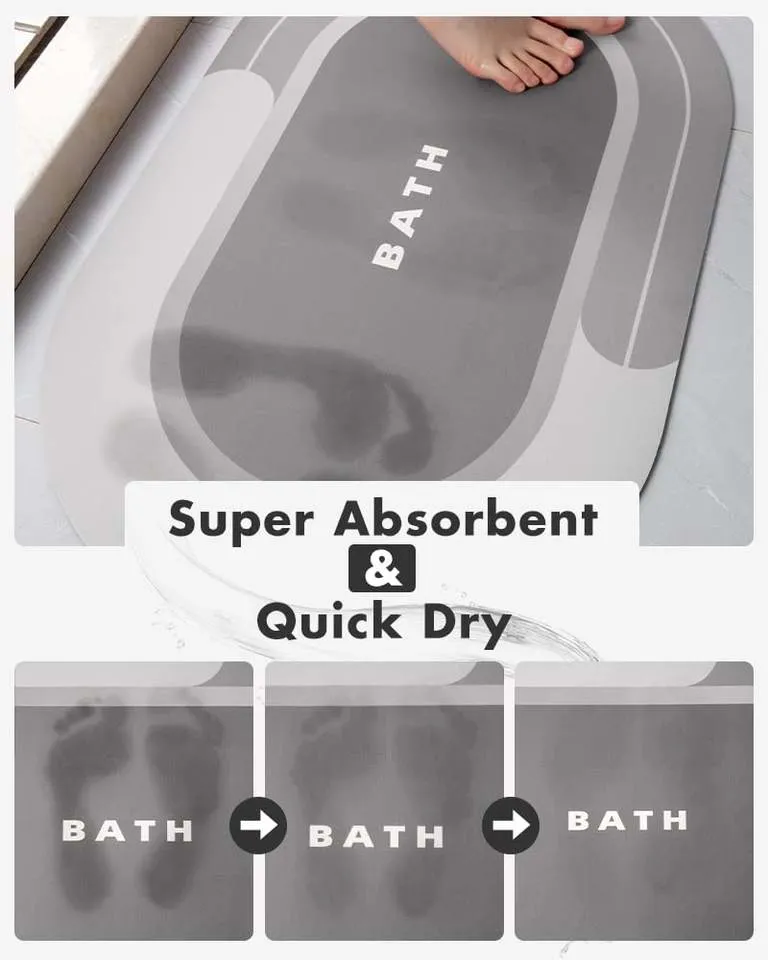 Bathroom Non-Slip Mat Diatom Super Absorbent Pad Nordic Style Toilet Floor Mat Soft Diatomite Quick-Drying Bath Mat