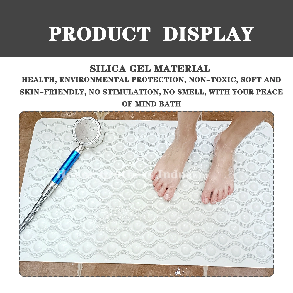 Custom Silicone Rubber Non-Slip Textured Shower Bath Tub Carpet Antiskid Mat with Strong Suction Cups