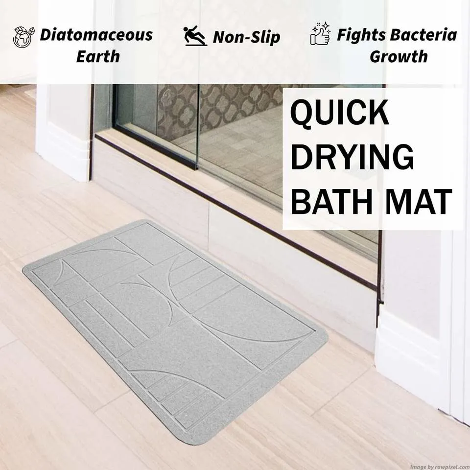 Custom Logo Modern Diatomite Quick Drying Bathstone Bath Mat for Bathroom Floor