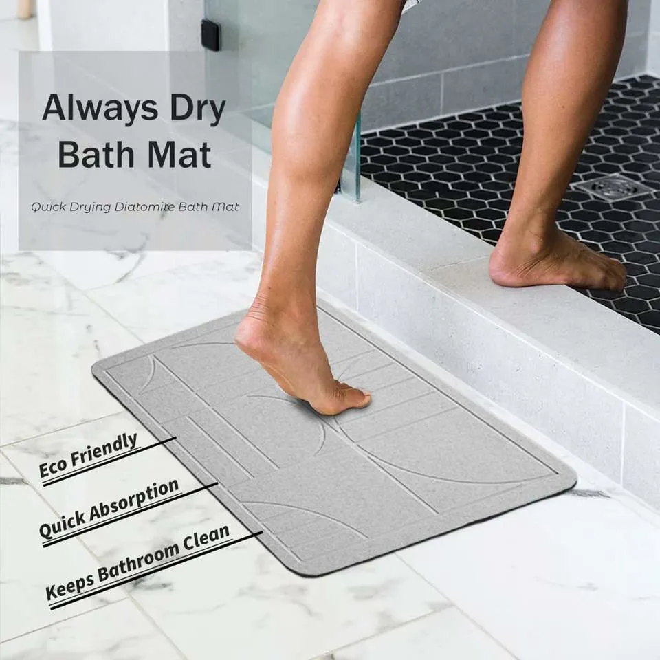 Diatomite Stone Bath Fast Water Drying Diatom Mud Foot Pad Bathroom Floor Mats Diomataceous Earth Bath Mat